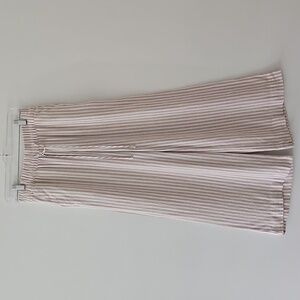Striped Linen Wide Leg Pants Tan White Casual Beachy‎ Resortwear Size Small